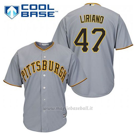 Maglia Baseball Uomo Pittsburgh Pirates Francisco Liriano 47 Grigio Cool Base